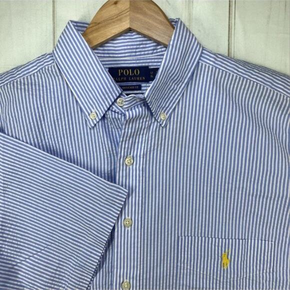 Polo by Ralph Lauren Other - PRL Seersucker Blue Striped Short Sleeve Shirt Mens Large Tall Polo Ralph Lauren